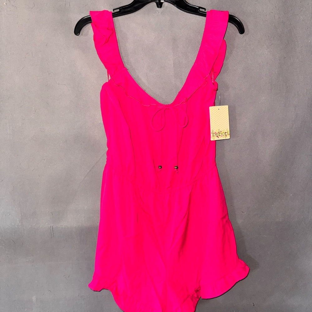 BeBop Hot Pink Ruffle Jumpsuit